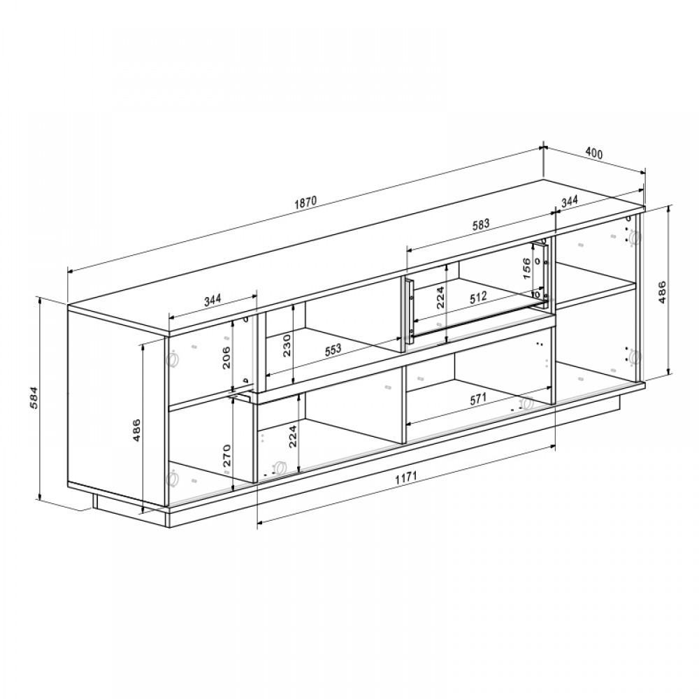 Σύνθετο σαλονιού Norda pakoworld κρεμ με oak 187x40x58.4εκ