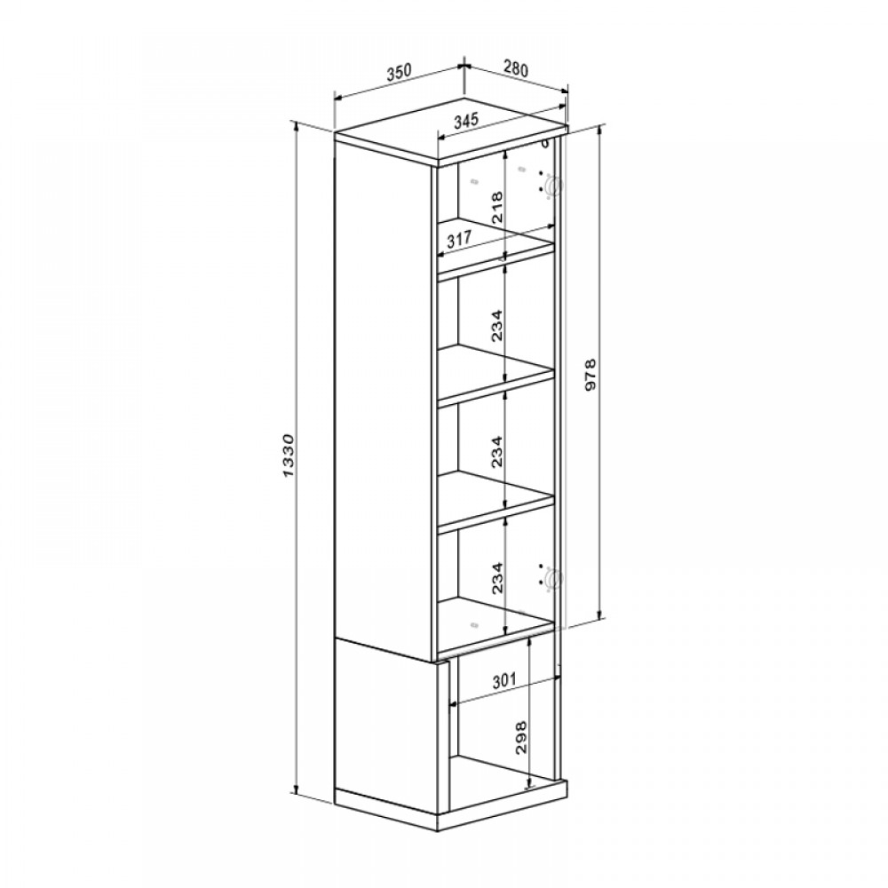 Σύνθετο σαλονιού Norda pakoworld κρεμ με oak 187x40x58.4εκ