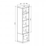 Σύνθετο σαλονιού Norda pakoworld κρεμ με oak 187x40x58.4εκ