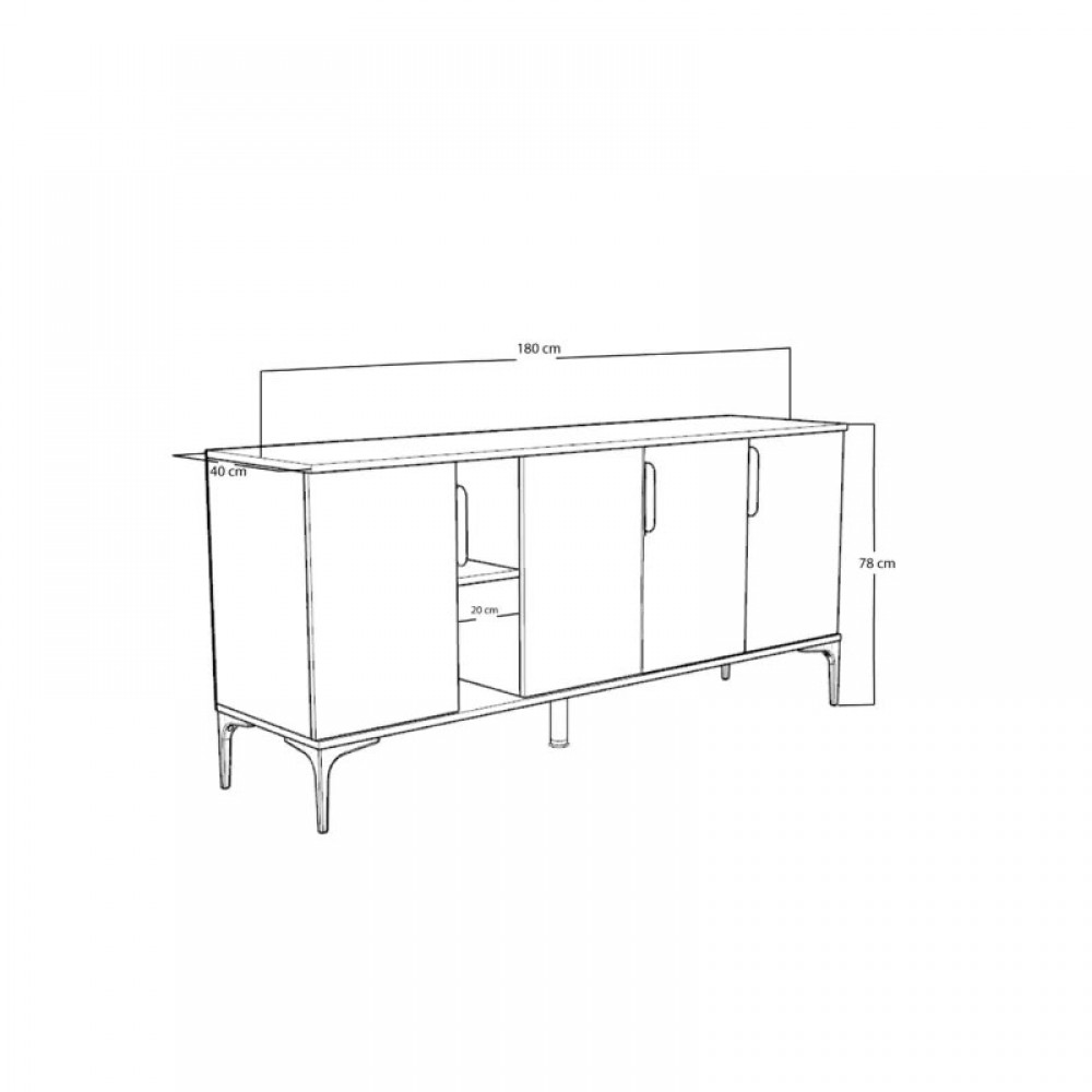Μπουφές Tajesy pakoworld μελαμίνης λευκό-oak 180x40x78εκ