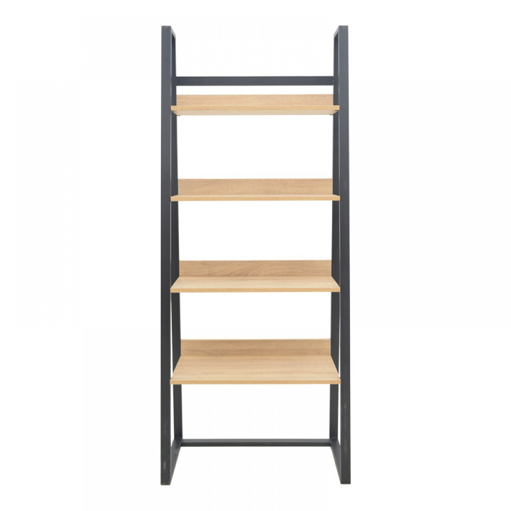 Βιβλιοθήκη Ryder pakoworld σε oak-μαύρη απόχρωση 75x36x185εκ