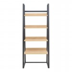 Βιβλιοθήκη Ryder pakoworld σε oak-μαύρη απόχρωση 75x36x185εκ