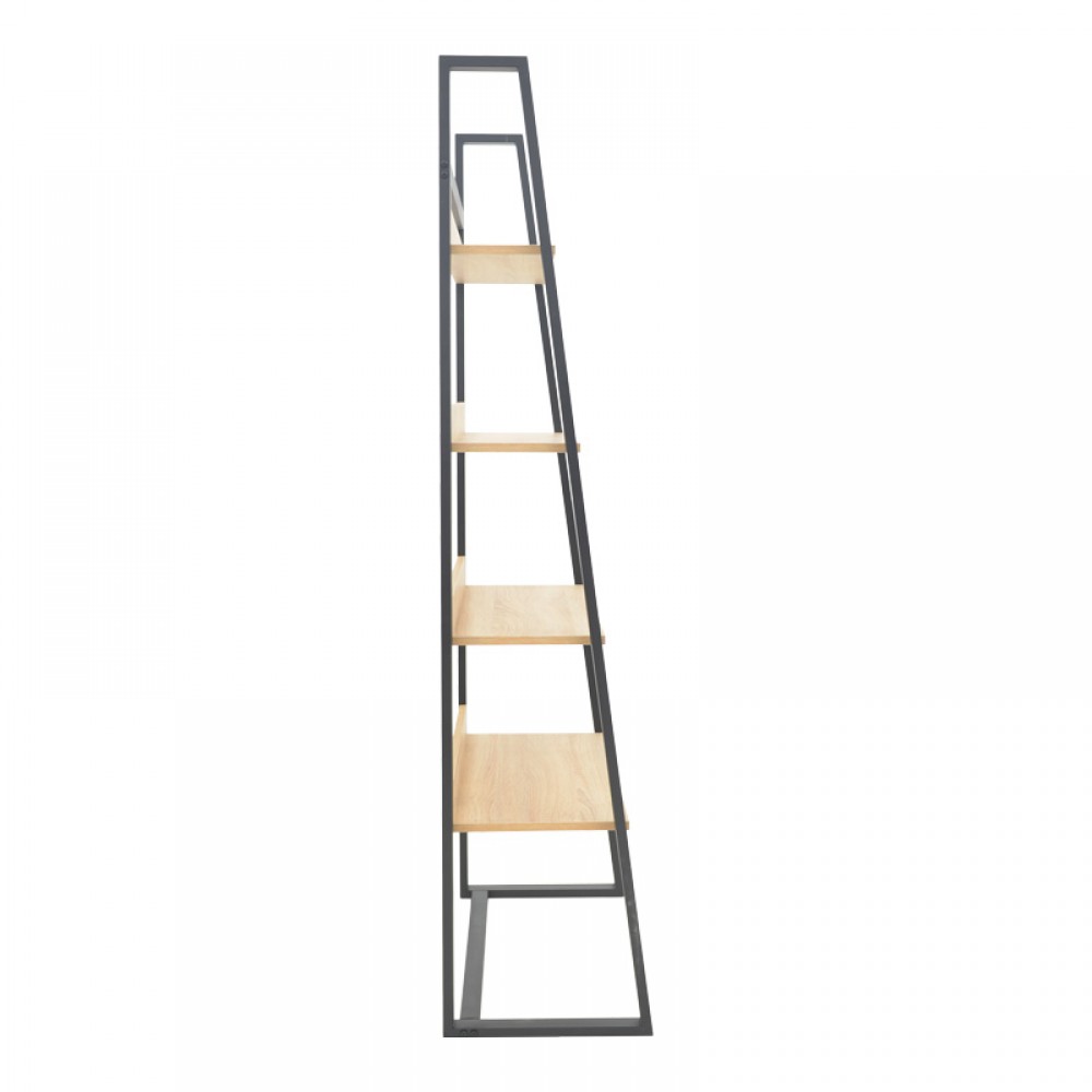 Βιβλιοθήκη Ryder pakoworld σε oak-μαύρη απόχρωση 75x36x185εκ