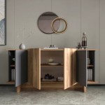 Μπουφές Aramos pakoworld σε ανθρακί - oak απόχρωση 180x45x80εκ