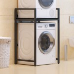 Ραφιέρα στήριξης πλυντηρίου - στεγνωτηρίου Delavar pakoworld μέταλλο μαύρο 72x60x116εκ