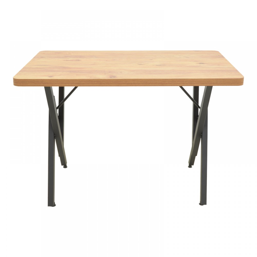 Τραπέζι Vertex pakoworld oak με μαύρα μεταλλικά πόδια 110x70x72εκ