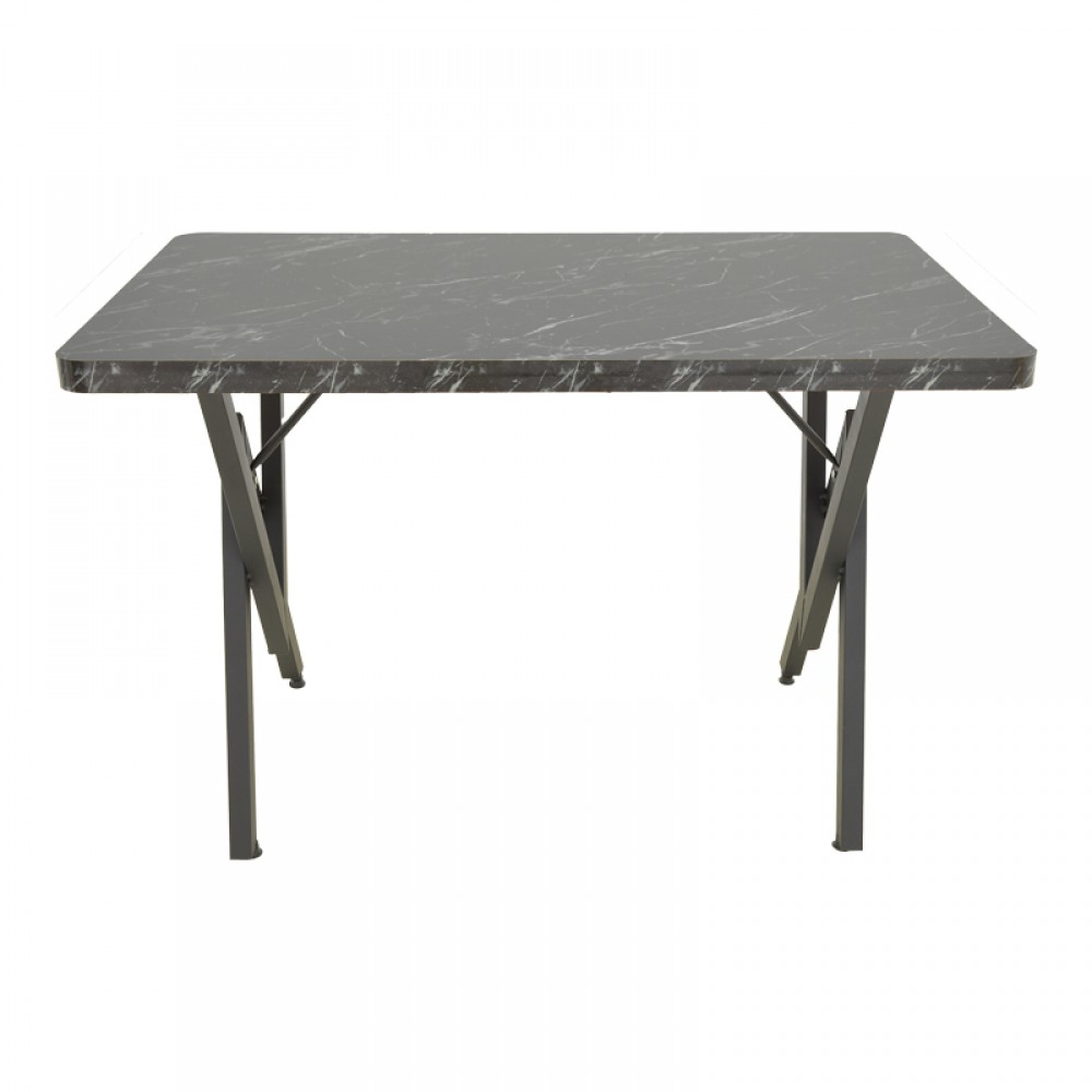 Τραπέζι Vertex pakoworld μαυρο εφέ μαρμάρου με μαύρα μεταλλικά πόδια 110x70x72εκ