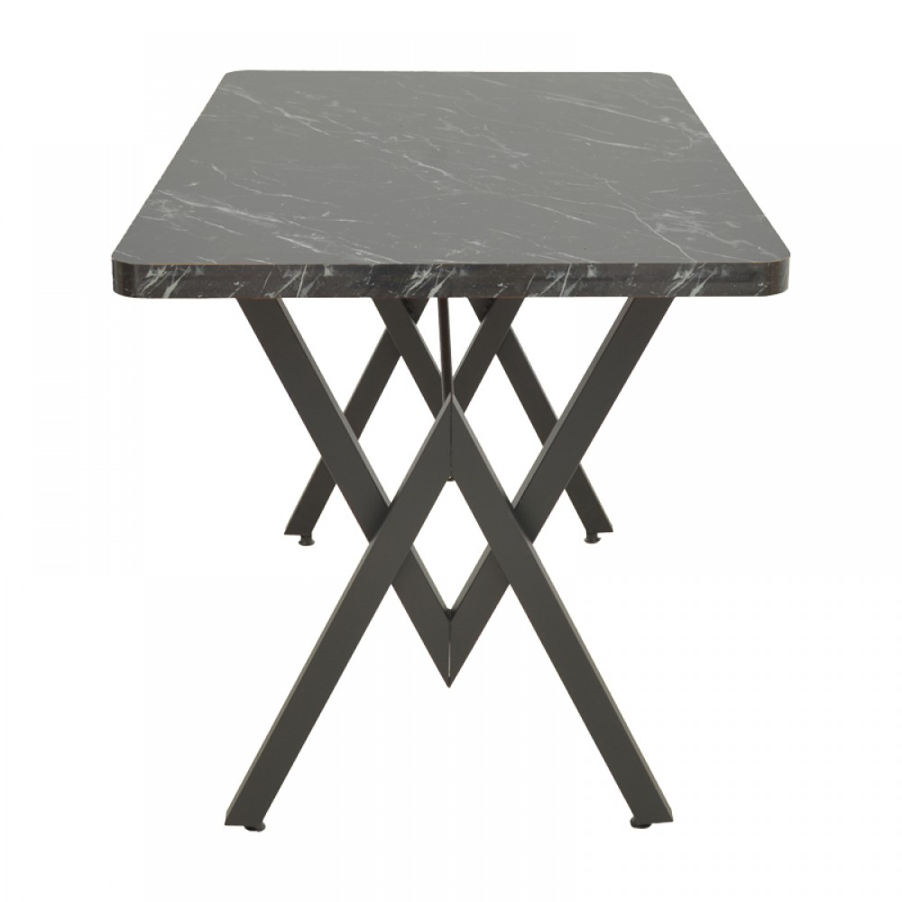 Τραπέζι Vertex pakoworld μαυρο εφέ μαρμάρου με μαύρα μεταλλικά πόδια 110x70x72εκ