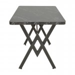 Τραπέζι Vertex pakoworld μαυρο εφέ μαρμάρου με μαύρα μεταλλικά πόδια 110x70x72εκ