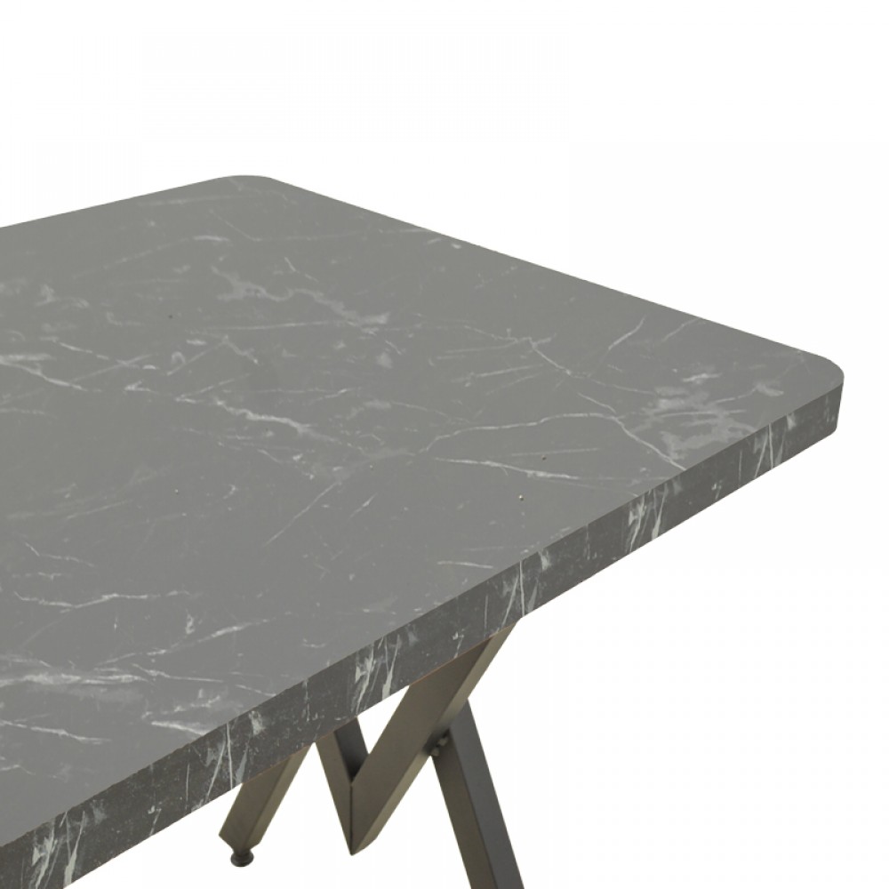 Τραπέζι Vertex pakoworld μαυρο εφέ μαρμάρου με μαύρα μεταλλικά πόδια 110x70x72εκ
