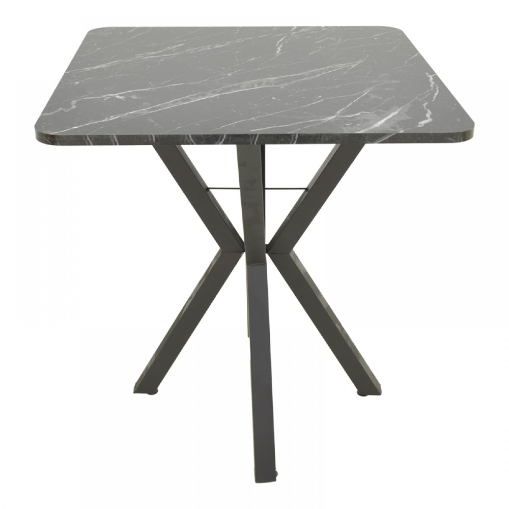Τραπέζι Arenya pakoworld μαύρο εφε μαρμάρου- μαύρα μεταλλικά πόδια 70x70x72εκ