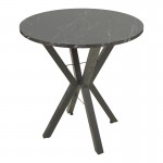 Τραπέζι Rogue pakoworld μαύρο εφε μαρμάρου με μαύρα μεταλλικά πόδια Φ70x72εκ