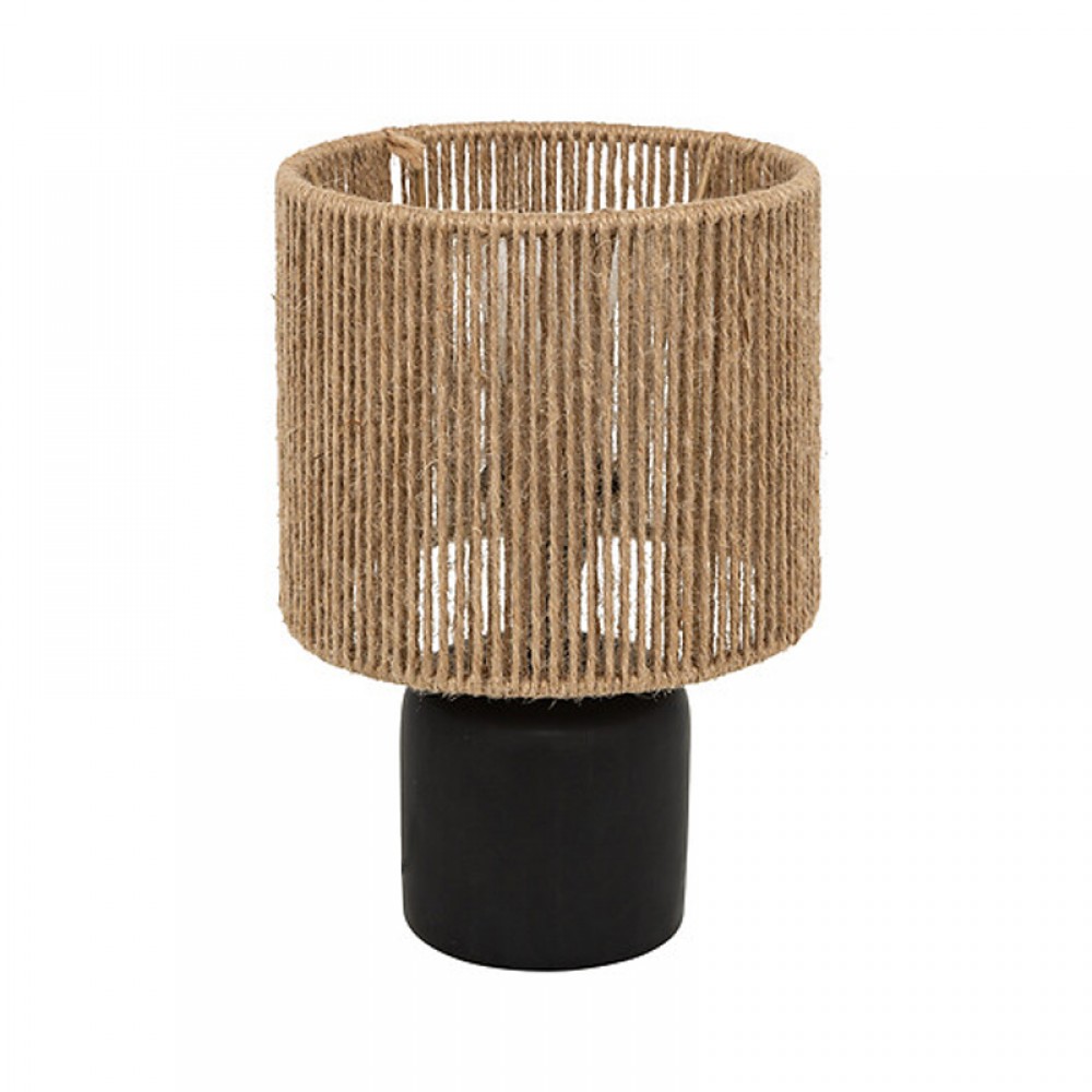 Επιτραπέζιο φωτιστικό Leyda pakoworld κεραμικό σε μαύρο-φυσική απόχρωση Φ16x24εκ