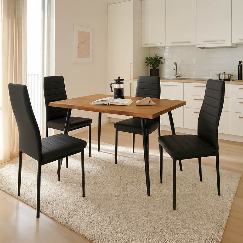 Τραπεζαρία Neve-Parker pakoworld σετ 5τμχ 120x80x75εκ