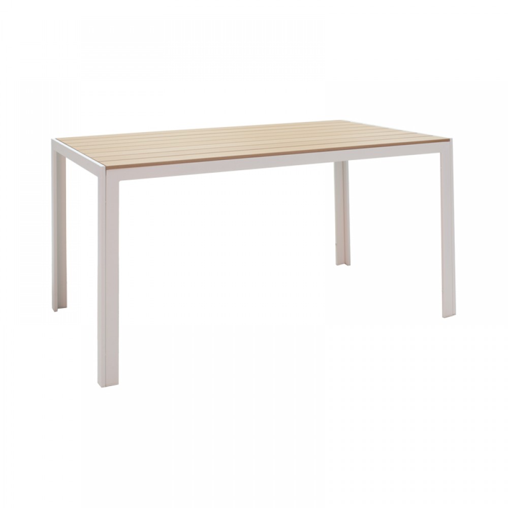 Τραπεζαρία Nares-Azelie A σετ 5τεμ pakoworld λευκό αλουμίνιο και plywood σε φυσική απόχρωση 140x80x72.5εκ