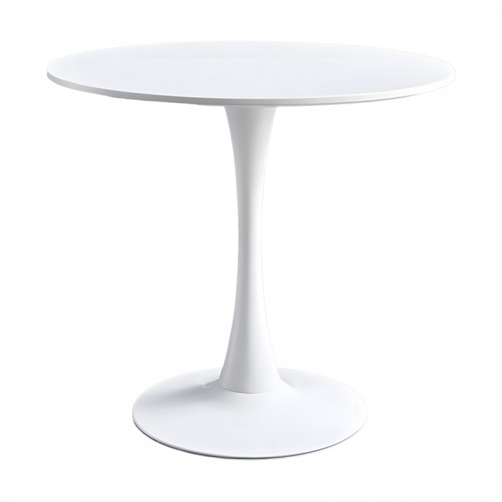 Τραπεζαρία Elijah-Ezra pakoworld σετ 3τεμ pp-pu σε λευκή απόχρωση με φυσικό πόδι Φ60x74εκ