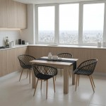 Τραπεζαρία Manka-Ezra pakoworld σετ 5τεμ σε sonoma-μαύρη απόχρωση 110x80x77εκ