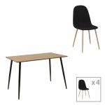 Τραπεζαρία Cuba-Bella pakoworld σετ 5τεμ mdf σε sonoma-ανθρακί απόχρωση 120x70x76cm