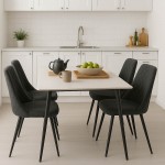 Τραπεζαρία Gustas-Giselle pakoworld σετ 5τεμ λευκό μαρμάρου sintered stone-βελούδο μαύρο 120x60x75εκ