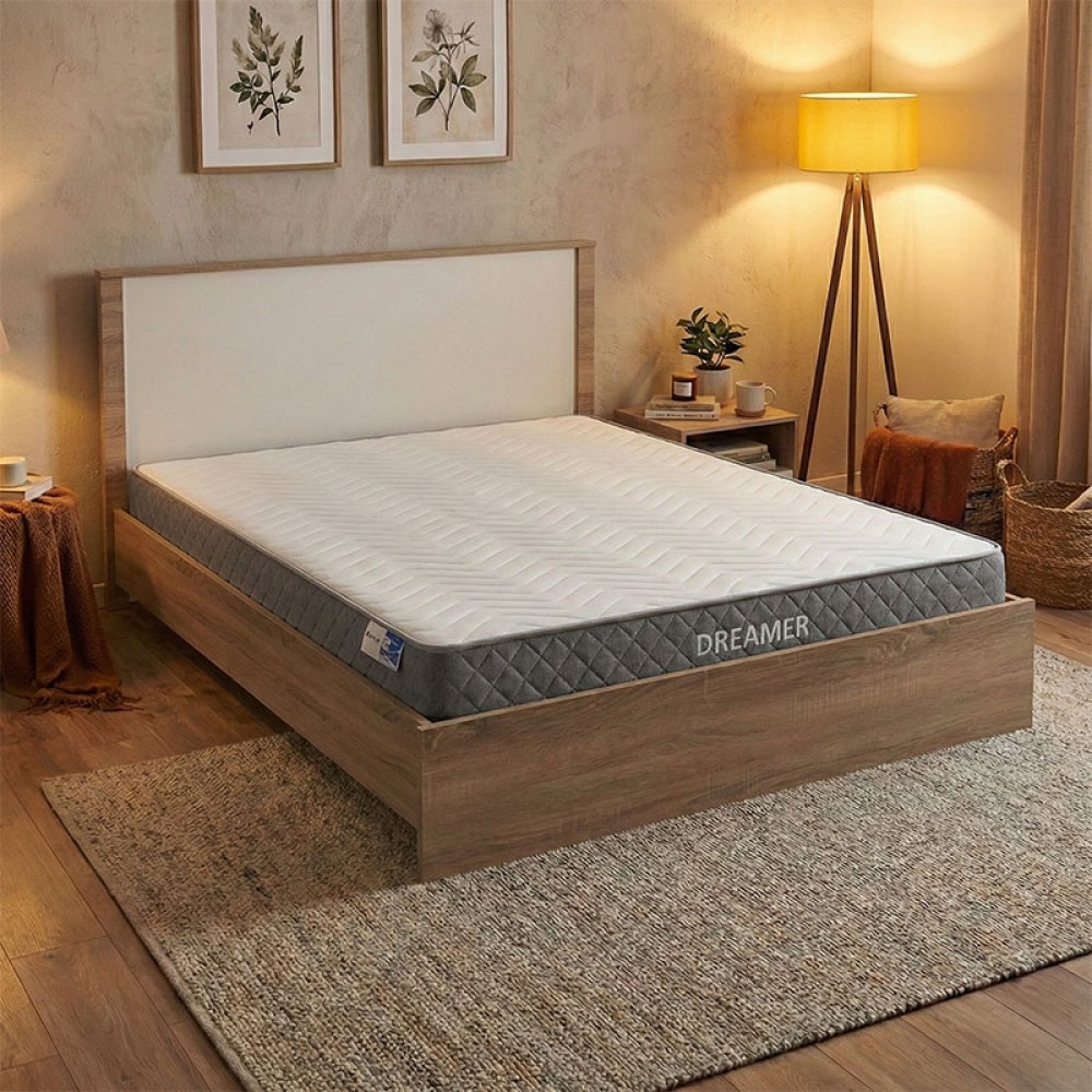Κρεβάτι με στρώμα Athos-Dreamer pakoworld sonoma-λευκό 160x200εκ