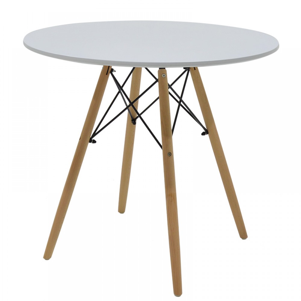 Τραπεζαρία με Καρέκλες Julita λευκό και Τραπέζι Julita λευκό Φ80x73εκ  Σετ 3τεμ