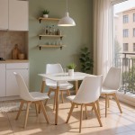 Τραπεζαρία με Καρέκλες Gaston λευκό και Τραπέζι Natali λευκό 80x80x76εκ Σετ 5τεμ