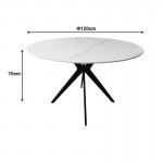 Τραπεζαρία με Καρέκλες Jelour Φυστικί και Τραπέζι Orbital Μαύρο Φ120x76 Σετ 5τεμ