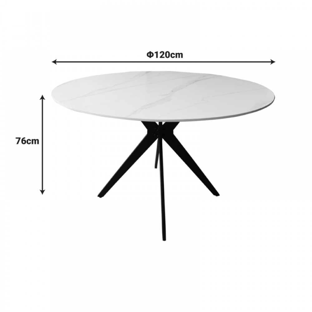 Τραπεζαρία με Καρέκλες Jelour Κίτρινο και Τραπέζι Orbital Μαύρο Φ120x76 Σετ 5τεμ