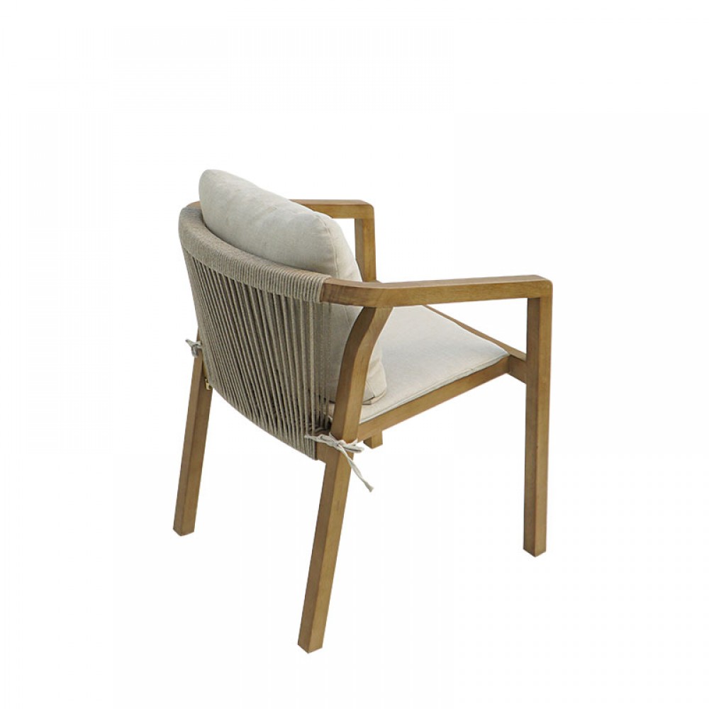 Τραπεζαρία Malibu pakoworld μασίφ ξύλο ακακίας 160x90x75εκ Σετ 5τεμ