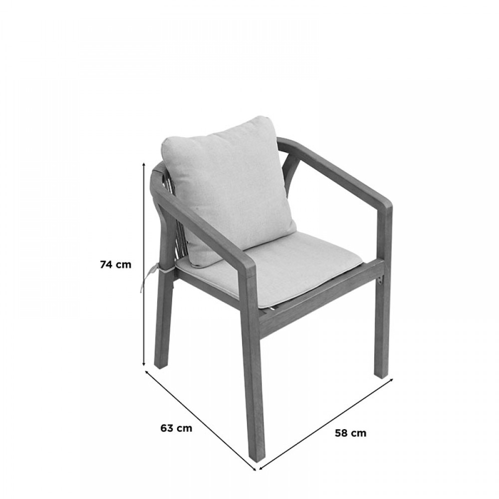 Τραπεζαρία Malibu pakoworld μασίφ ξύλο ακακίας 160x90x75εκ Σετ 5τεμ