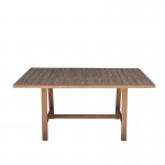 Τραπεζαρία Malibu pakoworld μασίφ ξύλο ακακίας 180x90x75εκ Σετ 7τεμ