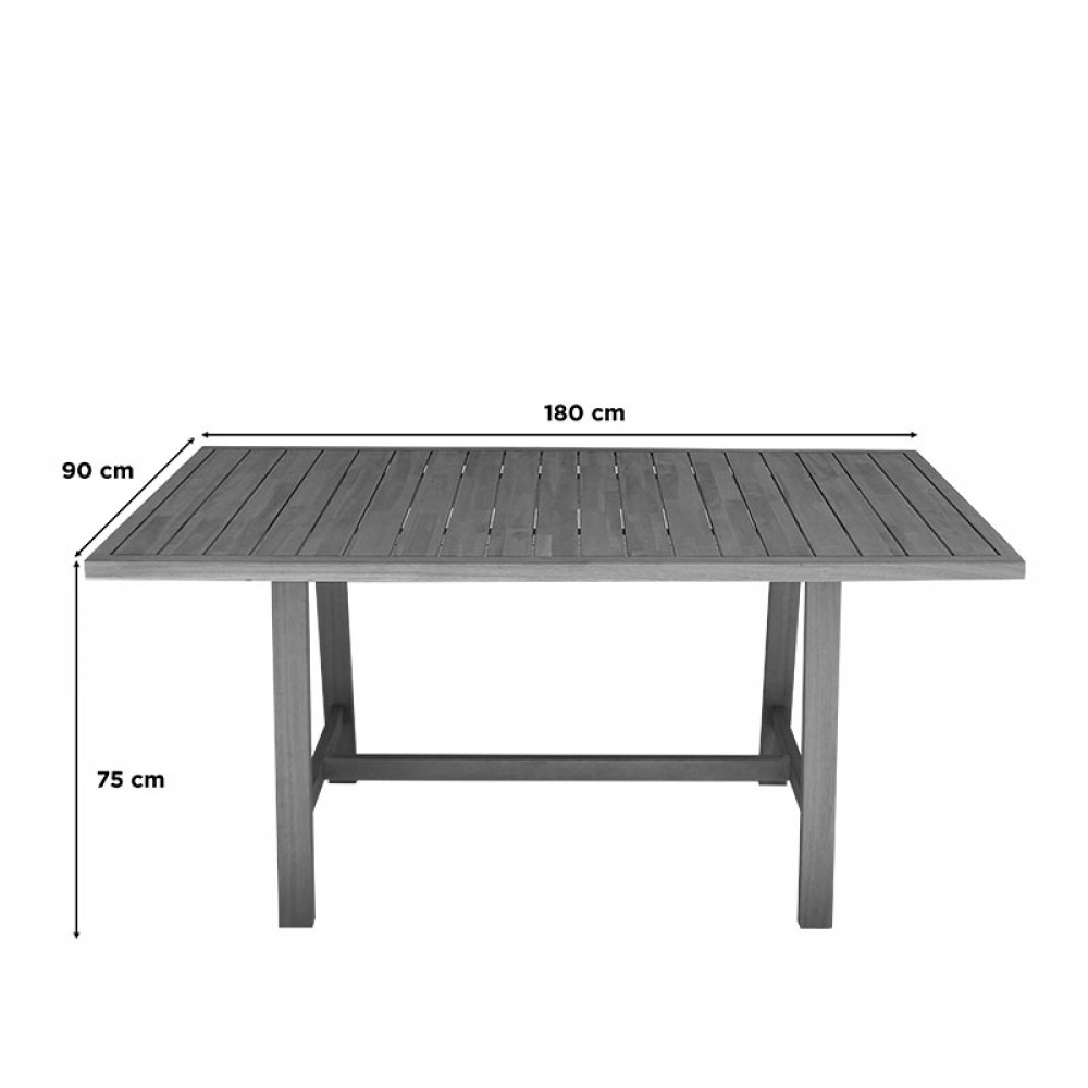 Τραπεζαρία Malibu pakoworld μασίφ ξύλο ακακίας 180x90x75εκ Σετ 7τεμ