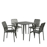 Τραπεζαρία Heven Vista pakoworld σετ 5τεμ μαύρο αλουμίνιο 80x80x72εκ