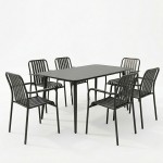 Τραπεζαρία Heven Vista pakoworld σετ 7τεμ μαύρο αλουμίνιο 120x70x72εκ