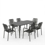Τραπεζαρία Heven Vista pakoworld σετ 7τεμ μαύρο αλουμίνιο 150x80x72εκ