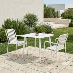 Τραπεζαρία Heven Vista pakoworld σετ 3τεμ λευκό αλουμίνιο 80x80x72εκ