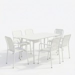 Τραπεζαρία Heven Vista pakoworld σετ 7τεμ λευκό αλουμίνιο 120x70x72εκ