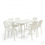 Τραπεζαρία Heven Vista pakoworld σετ 7τεμ λευκό αλουμίνιο 150x80x72εκ