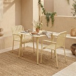 Τραπεζαρία Heven Vista pakoworld σετ 3τεμ σαμπανί αλουμίνιο 80x80x72εκ