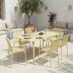 Τραπεζαρία Heven Vista pakoworld σετ 7τεμ σαμπανί αλουμίνιο 120x70x72εκ