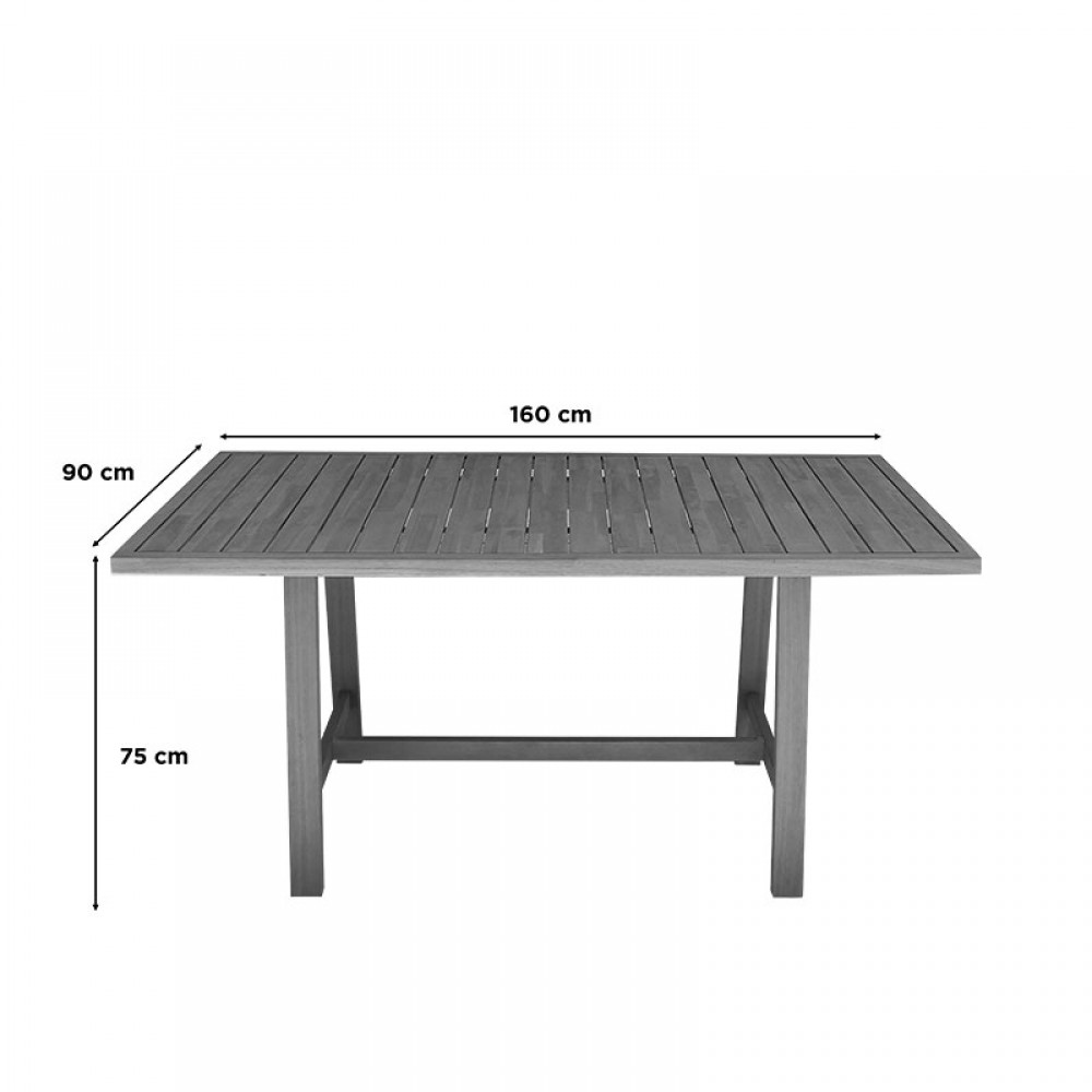 Τραπεζαρία Malibu pakoworld Σετ 5τεμ μασίφ ξύλο ακακίας 160x90x75εκ