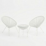Σαλόνι Εξωτερικού Χώρου Acapulco pakoworld Σετ 3τεμ λευκό μέταλλο με pe rattan Φ50x52εκ