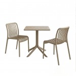 Τραπεζαρία Groovy Zoi pakoworld σετ 3τεμ cappuccino PP 60x60x76εκ