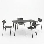 Τραπεζαρία Moraja Deraby Ι pakoworld σετ 5τεμ μαύρο μέταλλο 140x80x72εκ