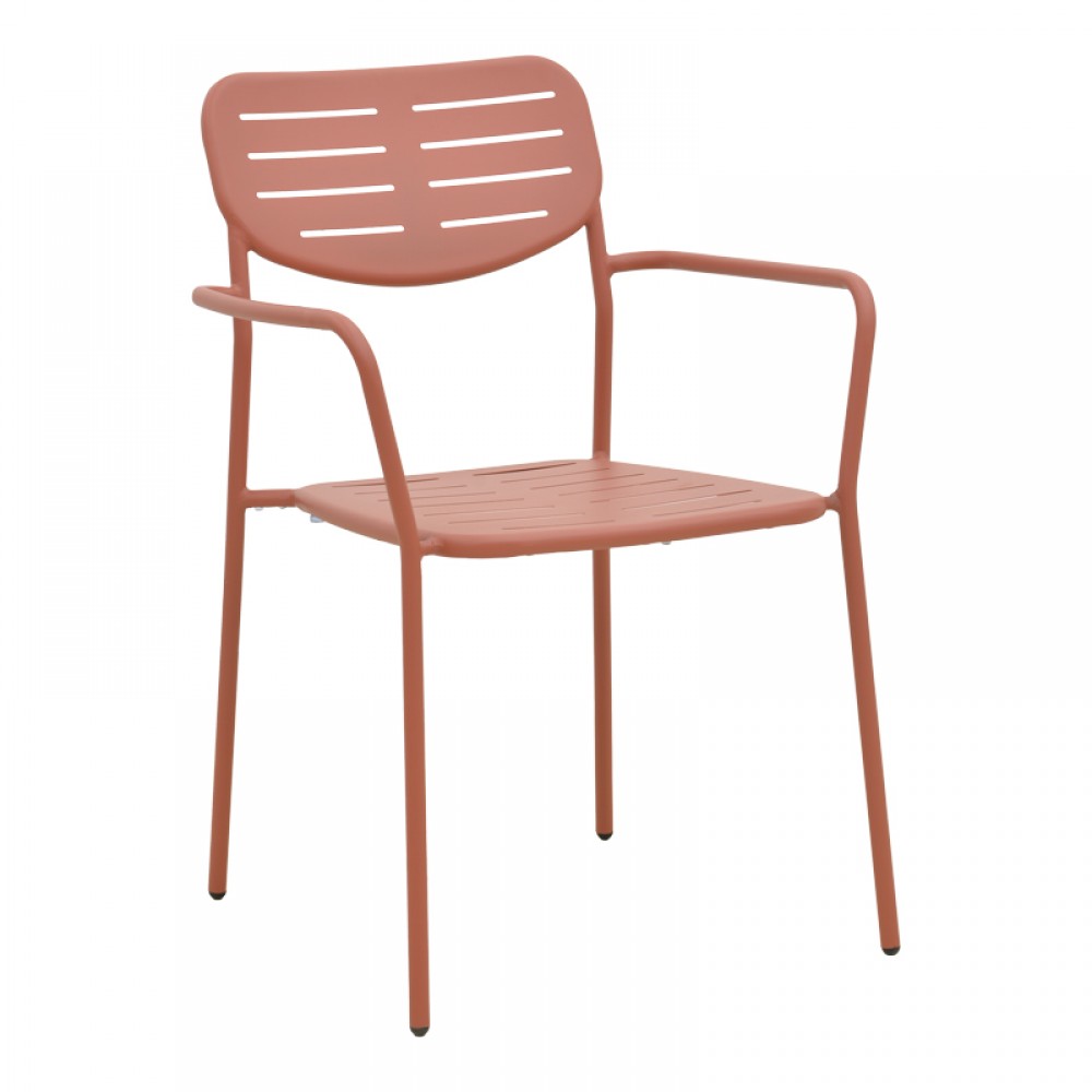 Τραπεζαρία Moraja Deraby pakoworld σετ 5τεμ terracotta μέταλλο 140x80x72εκ