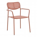 Τραπεζαρία Moraja Deraby pakoworld σετ 3τεμ terracotta μέταλλο 70x70x73εκ