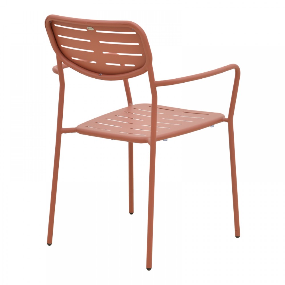 Τραπεζαρία Moraja Deraby pakoworld σετ 3τεμ terracotta μέταλλο 70x70x73εκ