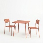 Τραπεζαρία Moraja Deraby I pakoworld σετ 3τεμ terracotta μέταλλο 70x70x73εκ