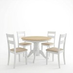 Τραπεζαρία Dallan Lars pakoworld 5τεμ λευκό rubberwood Φ100(+38)x100x75εκ