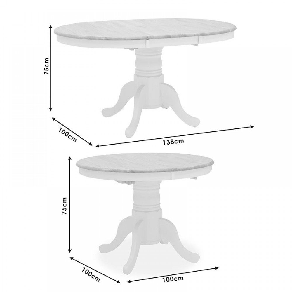 Τραπεζαρία Dallan Lars pakoworld 5τεμ λευκό rubberwood Φ100(+38)x100x75εκ